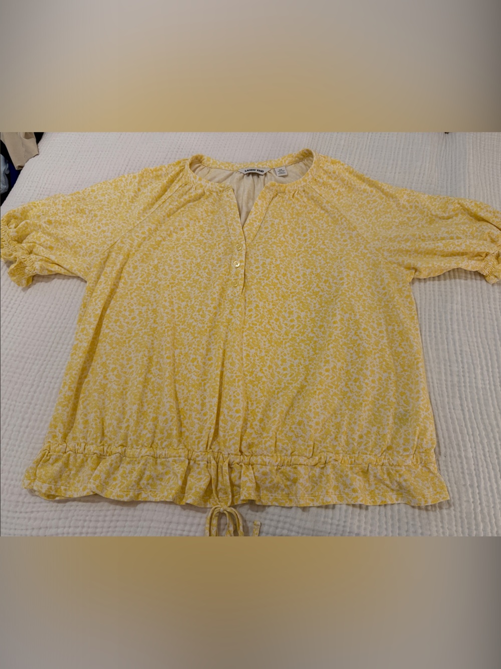 Lands' End Yellow drawstring hem Women's Blouse